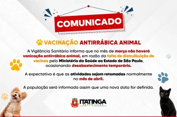 Comunicado – Vacinação Antirrábica Animal