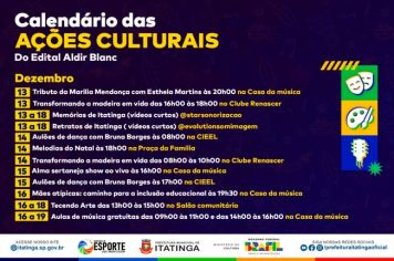Calendário das Ações Culturais - Edital Aldir Blanc