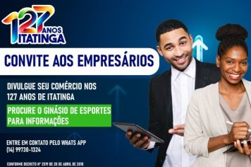 CONVITE AOS EMPRESÁRIOS – 127 ANOS DE ITATINGA