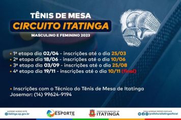 CIRCUITO ITATINGA DE TÊNIS DE MESA 