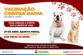 VACINAÇÃO CONTRA RAIVA - ABRIL