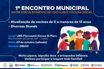 A Prefeitura Municipal de Itatinga convida a todos para mais um evento da Escola para a Comunidade: 1° Encontro Municipal - Diálogos em Destaque: Entre Fortalecimento de Vínculos e Cultura Social!