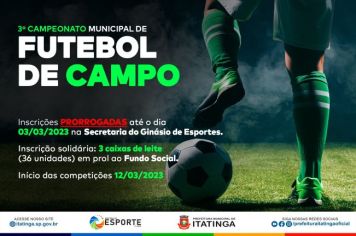 3º CAMPEONATO MUNICIPAL DE FUTEBOL DE CAMPO 