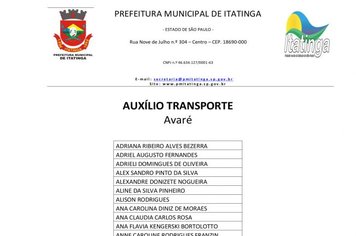 Listagem do Auxílio Transporte