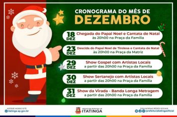 CRONOGRAMA DO MÊS DE DEZEMBRO