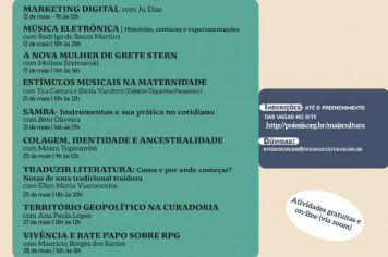 PROGRAMAÇÃO CULTURAL MAIO/2021 - BLOCO 2