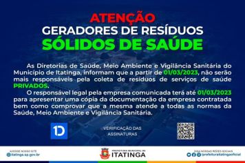 ATENÇÃO GERADORES DE RESÍDUOS SÓLIDOS DE SAÚDE!!! 