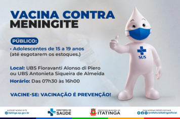 VACINA CONTRA MENINGITE ESTÁ DISPONÍVEL NOS POSTOS DE VACINAÇÃO