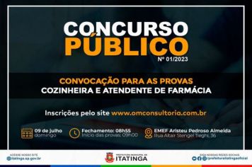 CONVOCAÇÃO PARA AS PROVAS - CONCURSO PÚBLICO Nº 01/2023