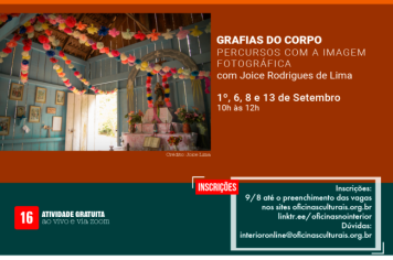 OFICINAS CULTURAIS - MÊS DE SETEMBRO