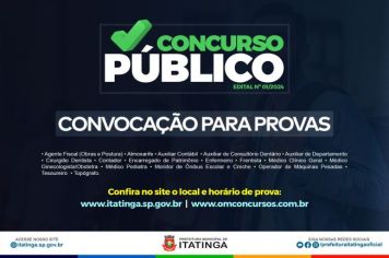 CONVOCAÇÃO PARA AS PROVAS - CONCURSO PÚBLICO Nº 01/2024