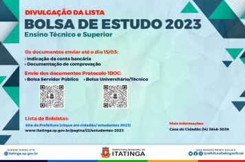 LISTA DA BOLSA DE ESTUDOS 2023