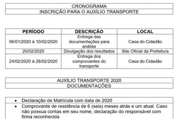 AUXÍLIO TRANSPORTE - 2020