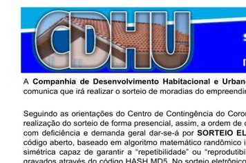 Informações sobre o sorteio do CDHU