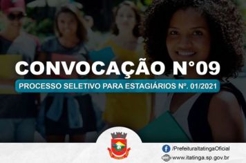 A Prefeitura de Itatinga por meio do Processo Seletivo de Estagiários Nº. 01/2021, convoca: