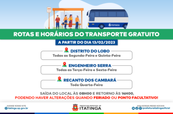 ATENÇÃO AOS DIAS DO TRANSPORTE!