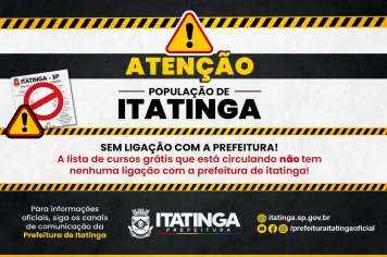 Prefeitura de Itatinga esclarece que não possui vínculo com empresa que divulga cursos na internet