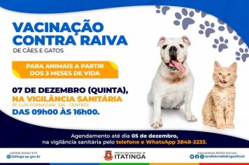 VACINAÇÃO CONTRA RAIVA - DEZEMBRO 