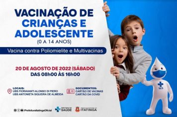 VACINAÇÃO CRIANÇAS E ADOLESCENTES DE 0 A 14 ANOS 