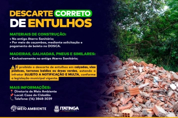 COMUNICADO – DESCARTE CORRETO DE ENTULHOS