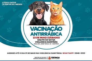 MAIO É MÊS DE VACINAÇÃO CONTRA RAIVA!