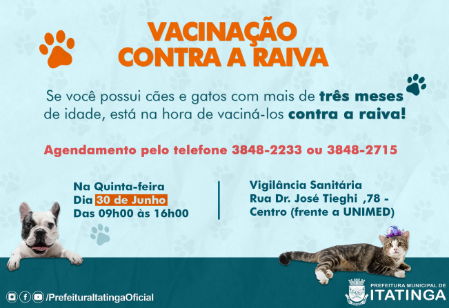 AGENDAMENTO - VACINAÇÃO CONTRA RAIVA