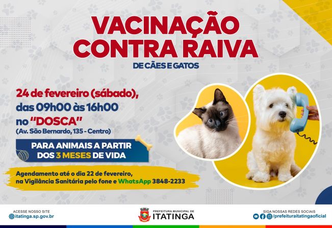 VACINAÇÃO CONTRA RAIVA - FEVEREIRO