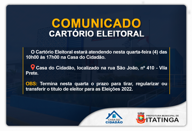 A Prefeitura de Itatinga comunica!