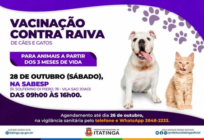 VACINAÇÃO CONTRA RAIVA - OUTUBRO