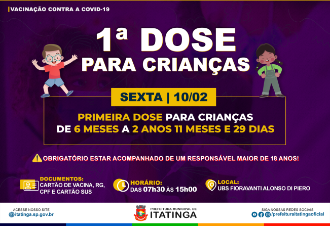 1ª DOSE VACINAÇÃO INFANTIL