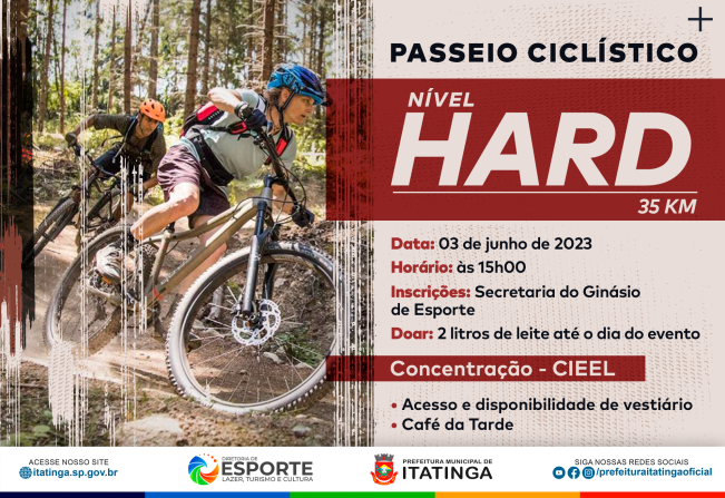 PASSEIO CICLÍSTICO – 35 km (NÍVEL HARD)