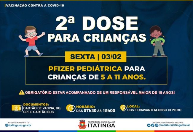 2ª DOSE VACINAÇÃO INFANTIL - COVID-19