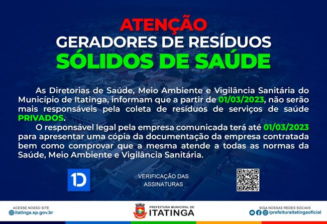 ATENÇÃO GERADORES DE RESÍDUOS SÓLIDOS DE SAÚDE!!! 