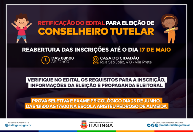 RETIFICAÇÃO DO EDITAL - REABERTURA DAS INSCRIÇÕES 