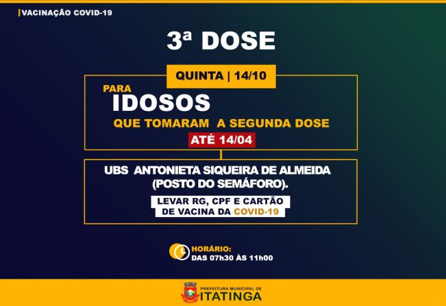 ATENÇÃO PARA A 3ª DOSE - COVID-19 