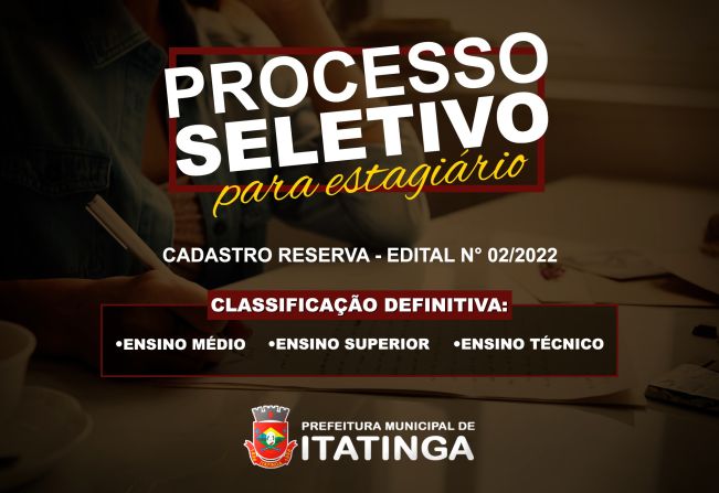 PROCESSO SELETIVO PARA VAGAS DE ESTÁGIO!