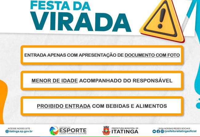 ATENÇÃO! FESTA DA VIRADA COMEÇA HOJE! 