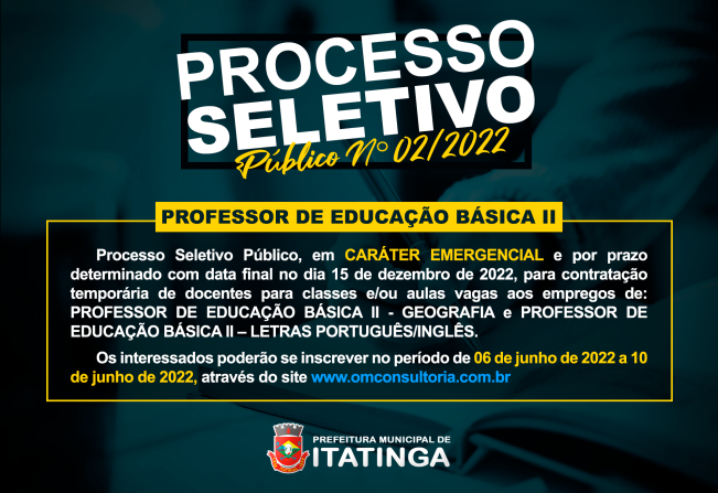 PROCESSO SELETIVO Nº 02/2022 