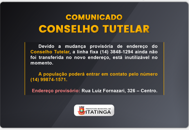 COMUNICADO CONSELHO TUTELAR